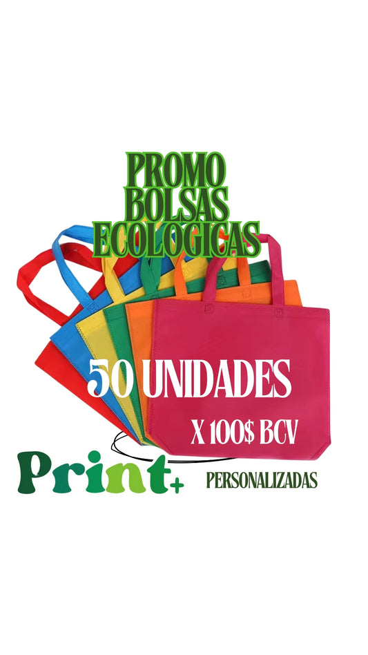Pack Promo 50 Bolsas Ecológicas Personalizadas | Print+