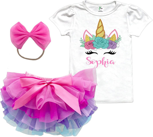 Set de Cumpleaños Personalizado: Body o T-shirt, Falda Tutú y Cintillo | Temática de tu preferencia