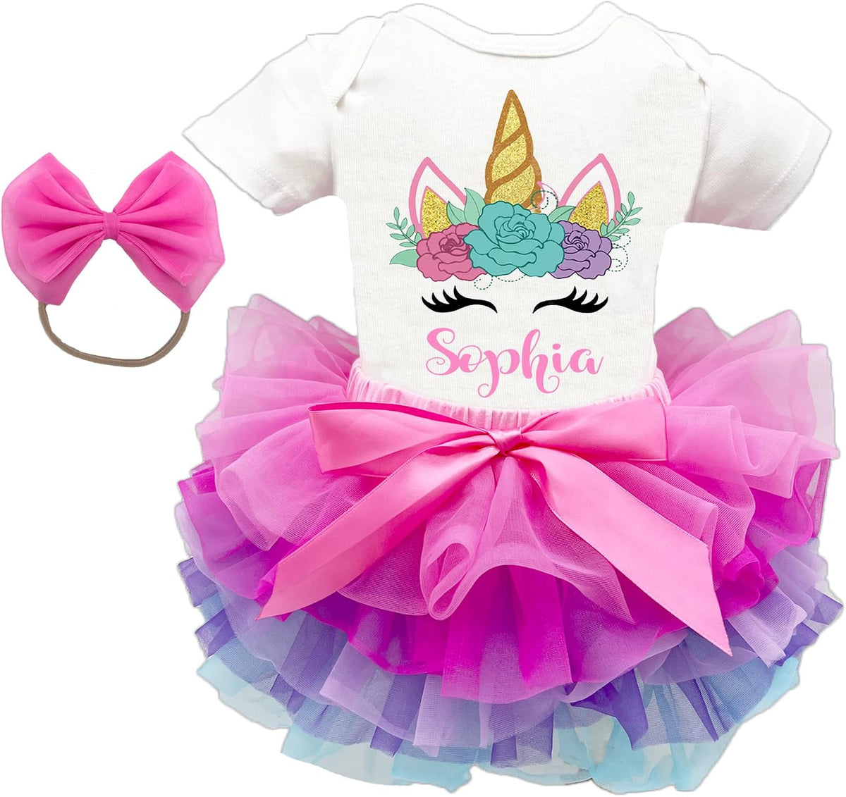 Set de Cumpleaños Personalizado: Body o T-shirt, Falda Tutú y Cintillo | Temática de tu preferencia