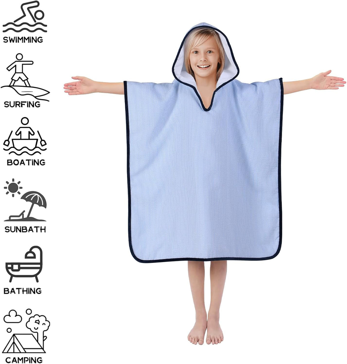 Poncho Toalla con Capucha Personalizado para Niños | Toalla Cambiador con Nombre  Estampado para Playa y Piscina