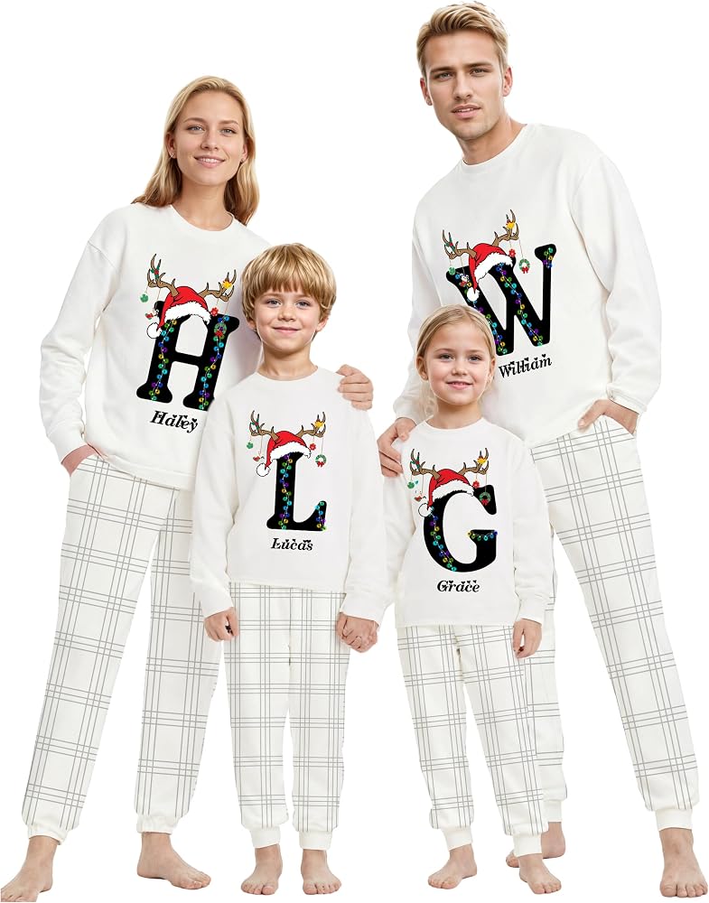 Pijama Navideña Familiar Personalizada | Conjuntos Navideños a Juego para Toda la Familia y Mascotas