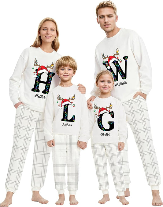 Pijama Navideña Familiar Personalizada | Conjuntos Navideños a Juego para Toda la Familia y Mascotas