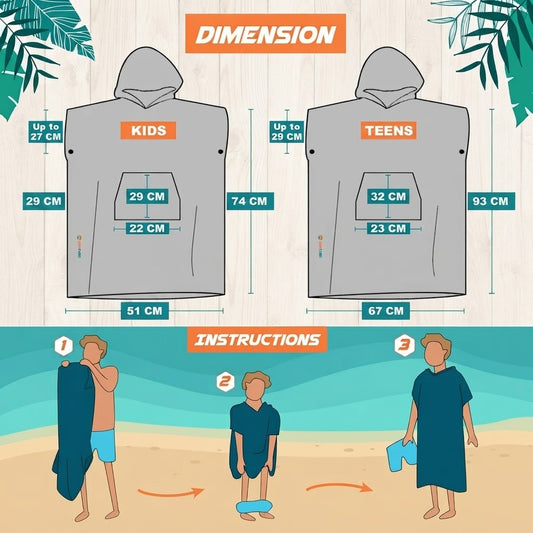 Poncho Toalla con Capucha Personalizado para Niños | Toalla Cambiador con Nombre  Estampado para Playa y Piscina