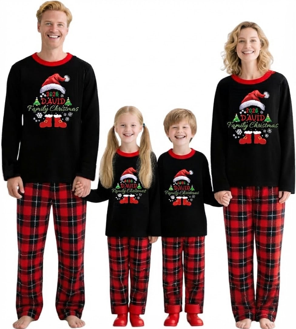 Pijama Navideña Familiar Personalizada | Conjuntos Navideños a Juego para Toda la Familia y Mascotas