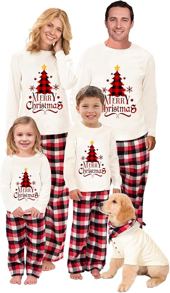 Pijama Navideña Familiar Personalizada | Conjuntos Navideños a Juego para Toda la Familia y Mascotas