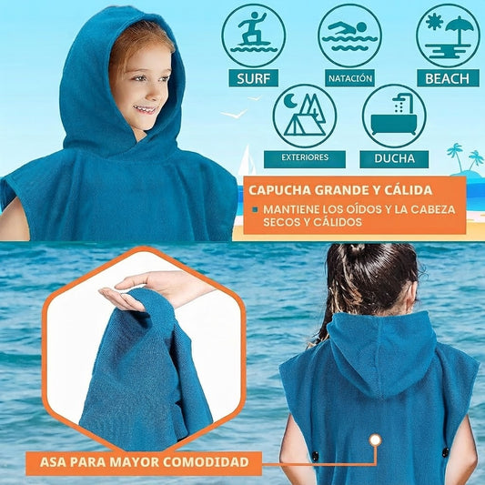 Poncho Toalla con Capucha Personalizado para Niños | Toalla Cambiador con Nombre  Estampado para Playa y Piscina