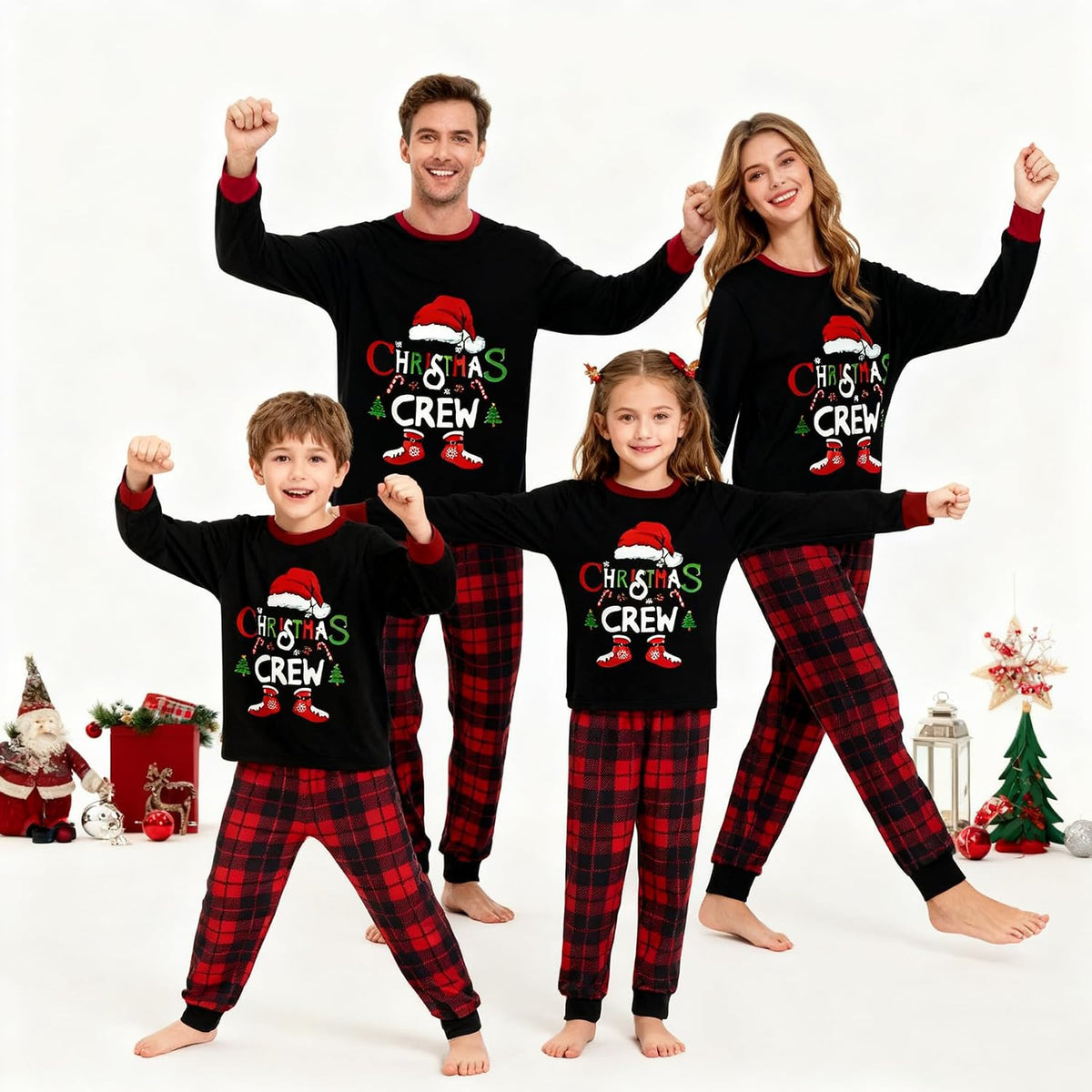 Pijama Navideña Familiar Personalizada | Conjuntos Navideños a Juego para Toda la Familia y Mascotas